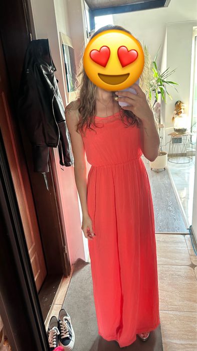 Літня максі-сукня кольору соковитого кавуна