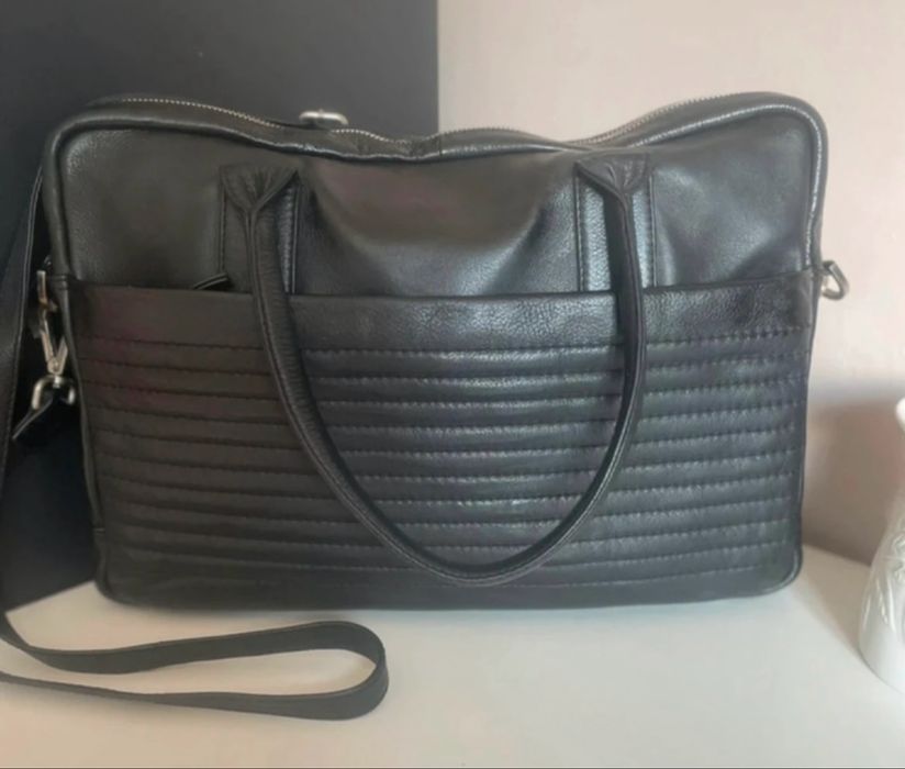 Torba na laptop Makberg skora  naturalna