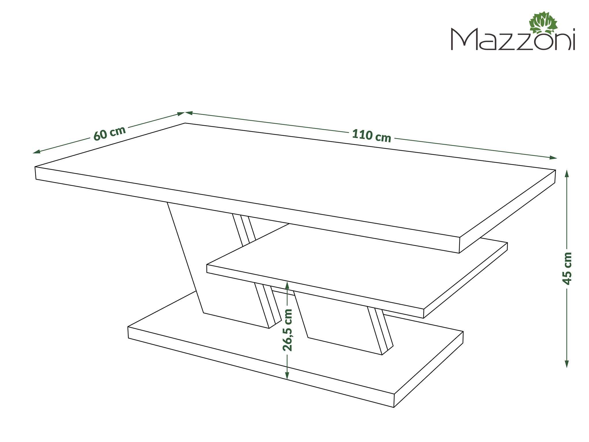 CLIFF POŁYSK 3 kolory - ŁAWA biały stolik do salonu Z PÓŁKĄ Mazzoni