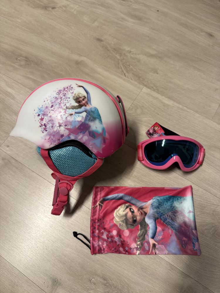 Kask narciarski Kraina Lodu rozmiar S 48-51 cm dla dziewczynki + gogle
