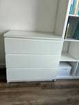 Komoda ikea malm 3 szuflady biała + mata antyposlizgowa