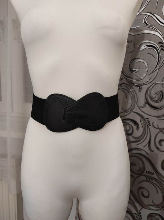 Pas szeroki czarny alt goth rock ozdobny