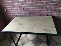 Stół Loft na metalowym stelażu 130x80 cm - dąb lancelot + 2 krzesła