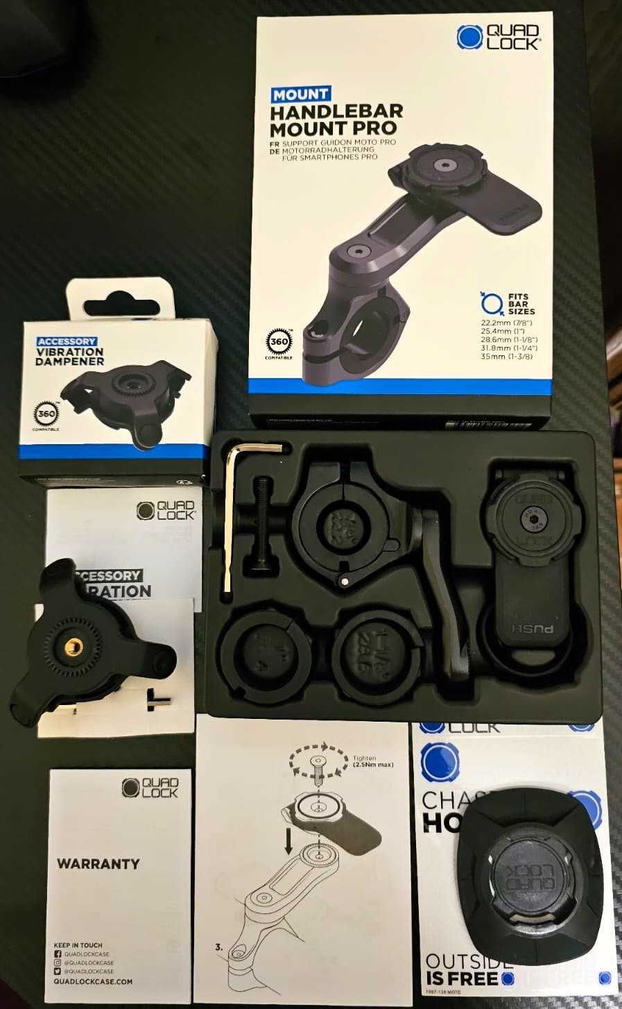 KIT QUADLOCK Mount pro+Vibration Damper+ autocolante novo