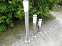 Lampy ogrodowe,stal nierdzewna,wys.45,65,100 cm-140zł/3 szt.
