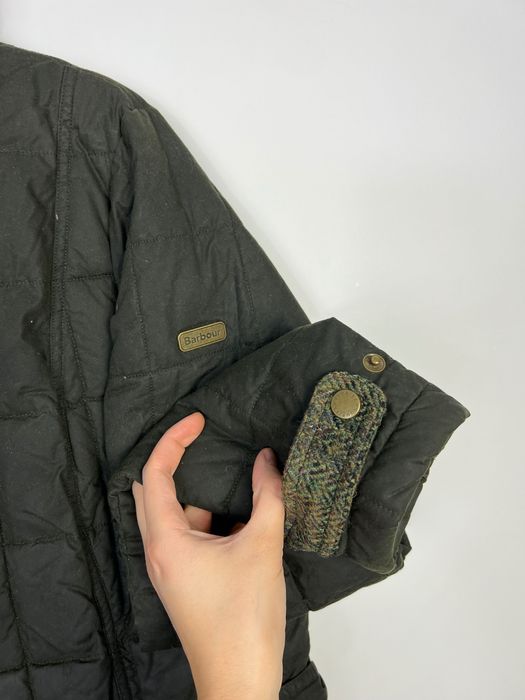 Woskowana Ocieplana Kurtka Barbour Fibre Down Pikowana Wełniane Detale