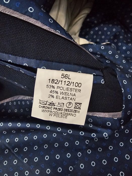 Granatowy garnitur męski z wełną r.182/112/100 56L The King