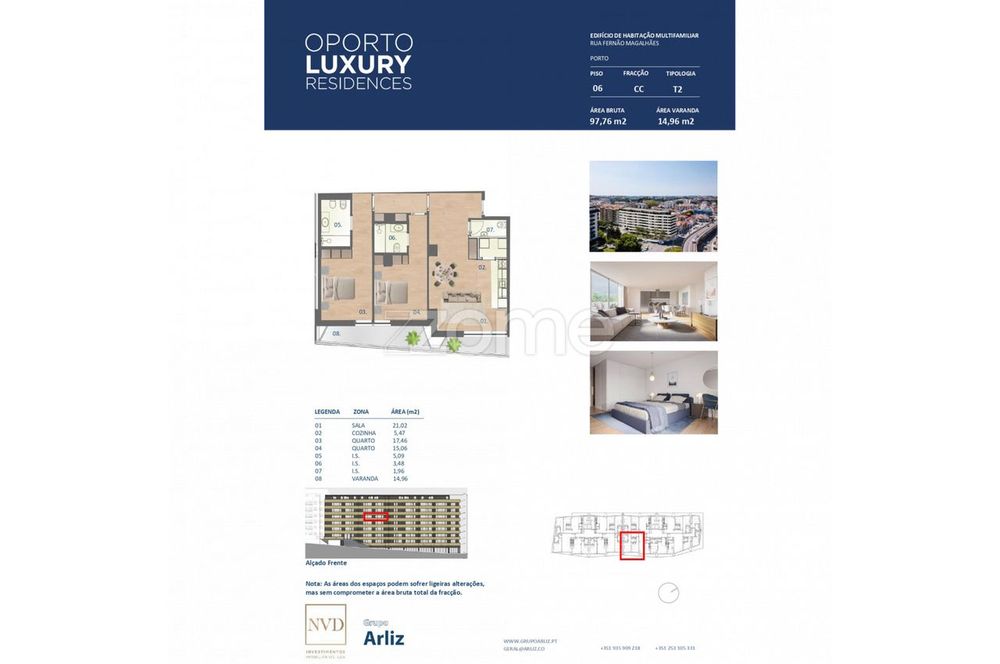 Novo empreendimento Oporto Luxury Residences - Apartamento T2 CC