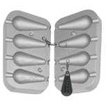 Vários moldes para chumbadas de pesca