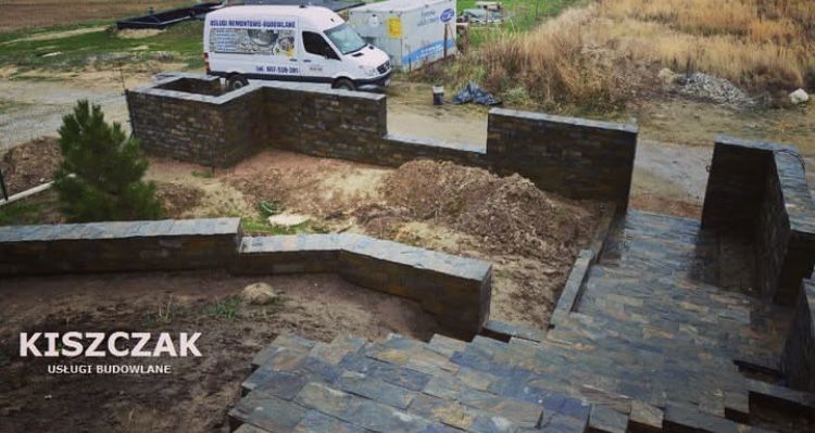 Mury z łupka, Ogrodzenie, kamień naturalny, mury oporowe, kamień