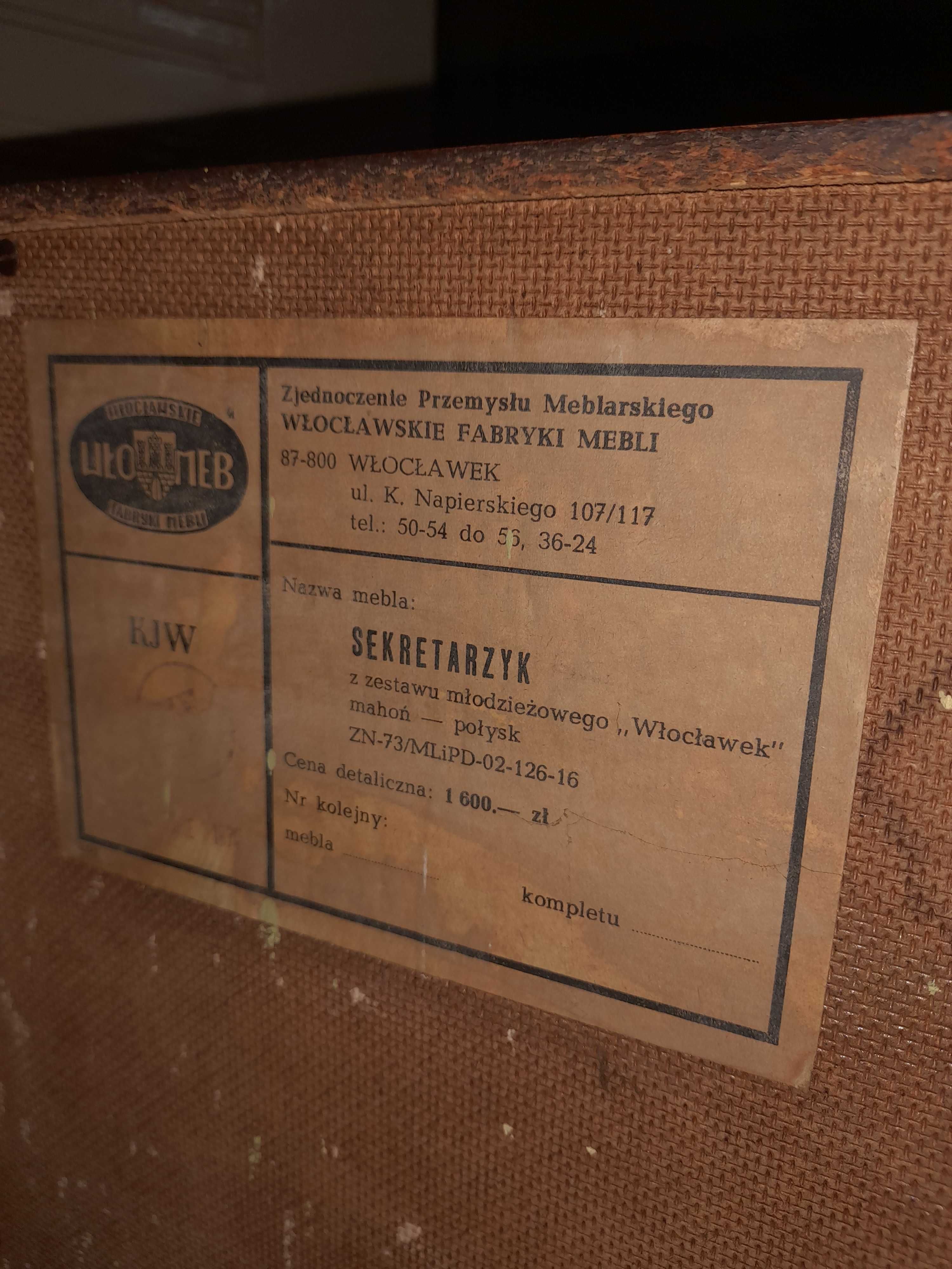 biurko/sekretarzyk "Włocławek" PRL