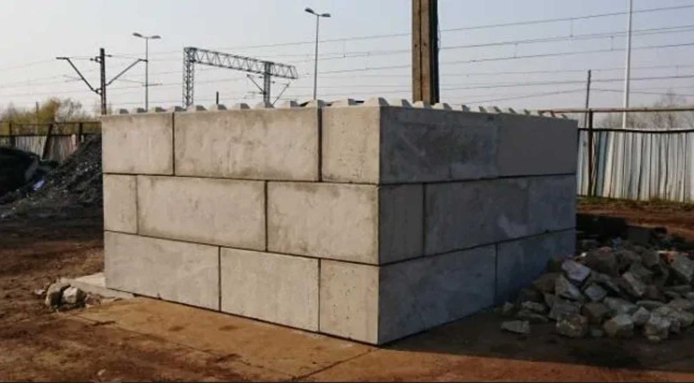 Bloki betonowe LEGO, blok betonowy, mur oporowy, Nowa Dęba