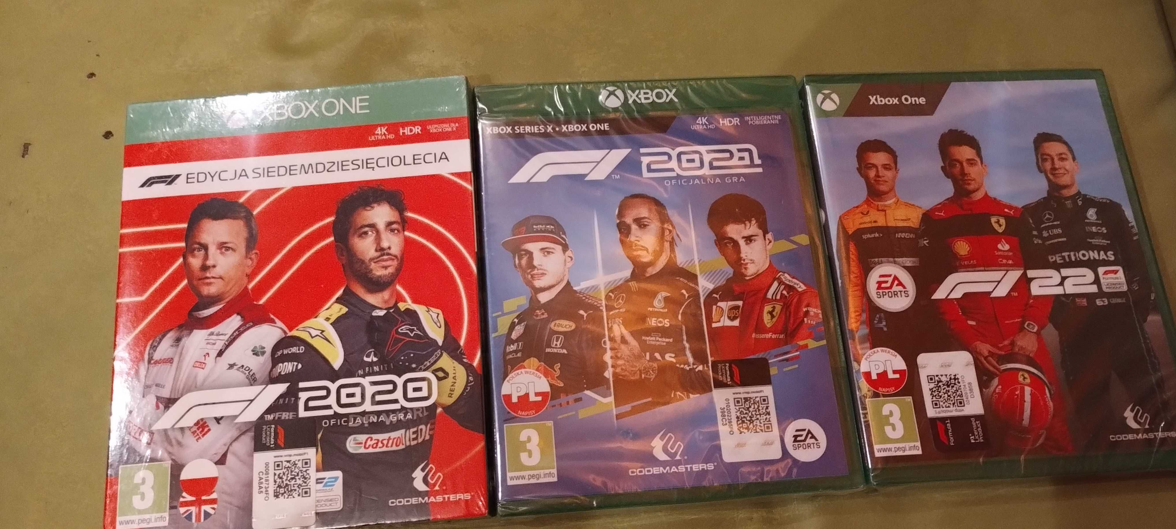 3 gry F1 2020, 21, 22 Xbox one nowe pl folia