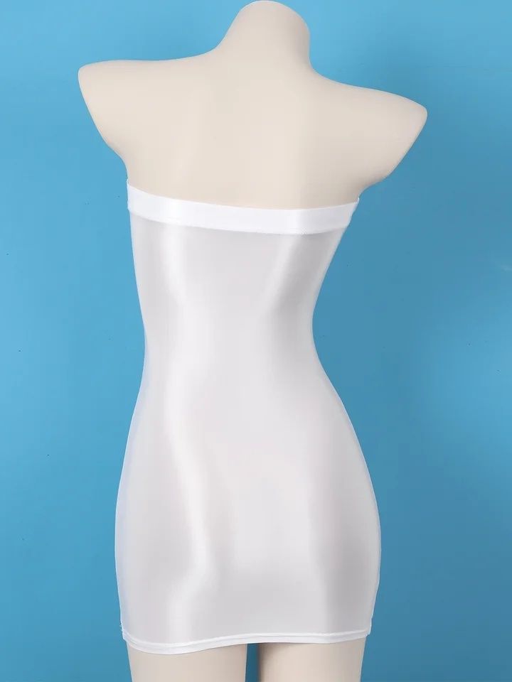 Seksowna biała tunika Spandex elastan