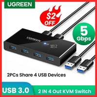 Комутатор Ugreen 2 In 4 Out USB 3.0 Switch Box 1.5 М Black