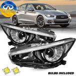 ЕВРОПА Infiniti Q50 Черные фары в сборе LED без AFS