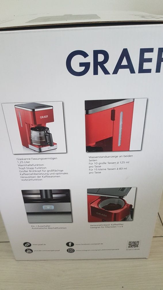 Ekspres przelewowy Graef Fk403 ekspres do kawy 1,25l czerwony