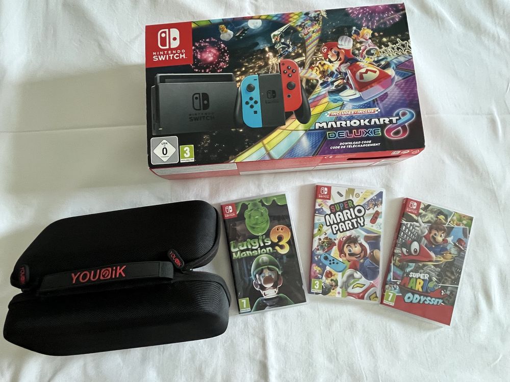 Nintendo Switch + 4 Jogos + Bolsa Transporte