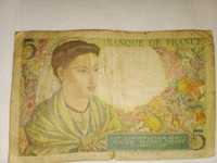 Nota de cinco francos antiga
