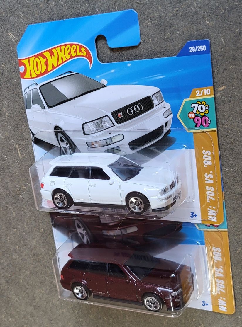 2 x Hot Wheels '94 Audi Avant RS2 Białe i Bordowe
