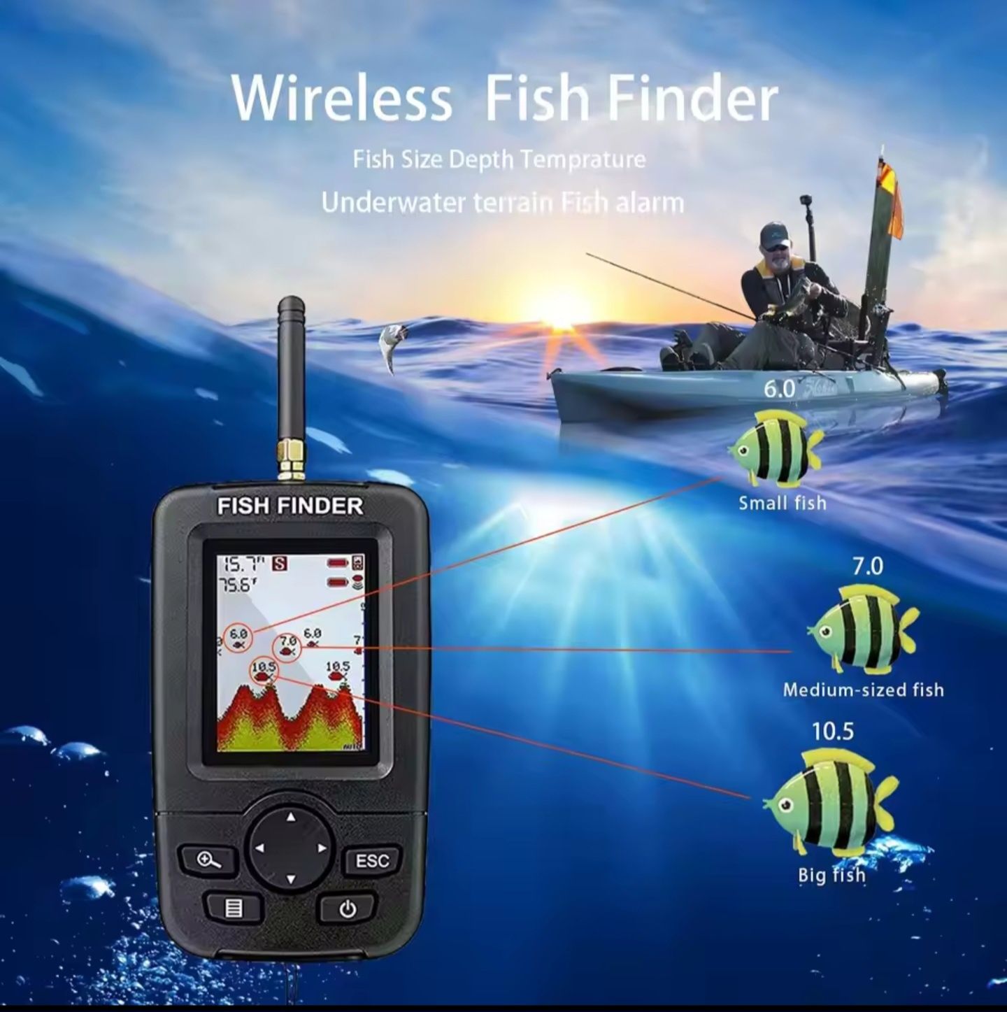 ECHOSONDA SONAR wykrywacz ryb bezprzewodowa  FISH FINDER