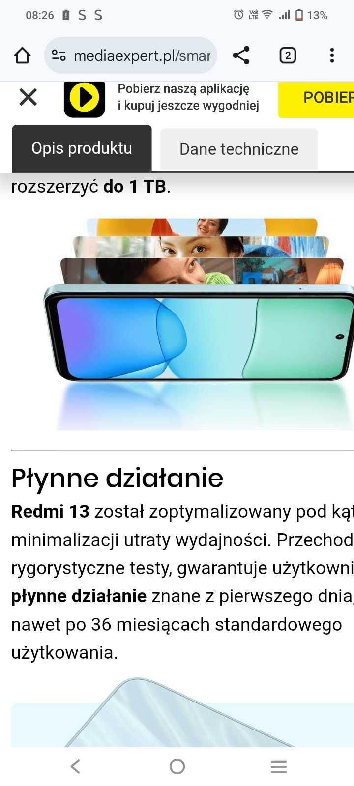 TELEFON redmi 13 8gb/256GB