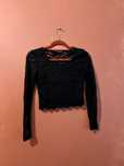 bluzka koronkowa czarna kwiaty impreza koktajl crop top Tally Weijl S
