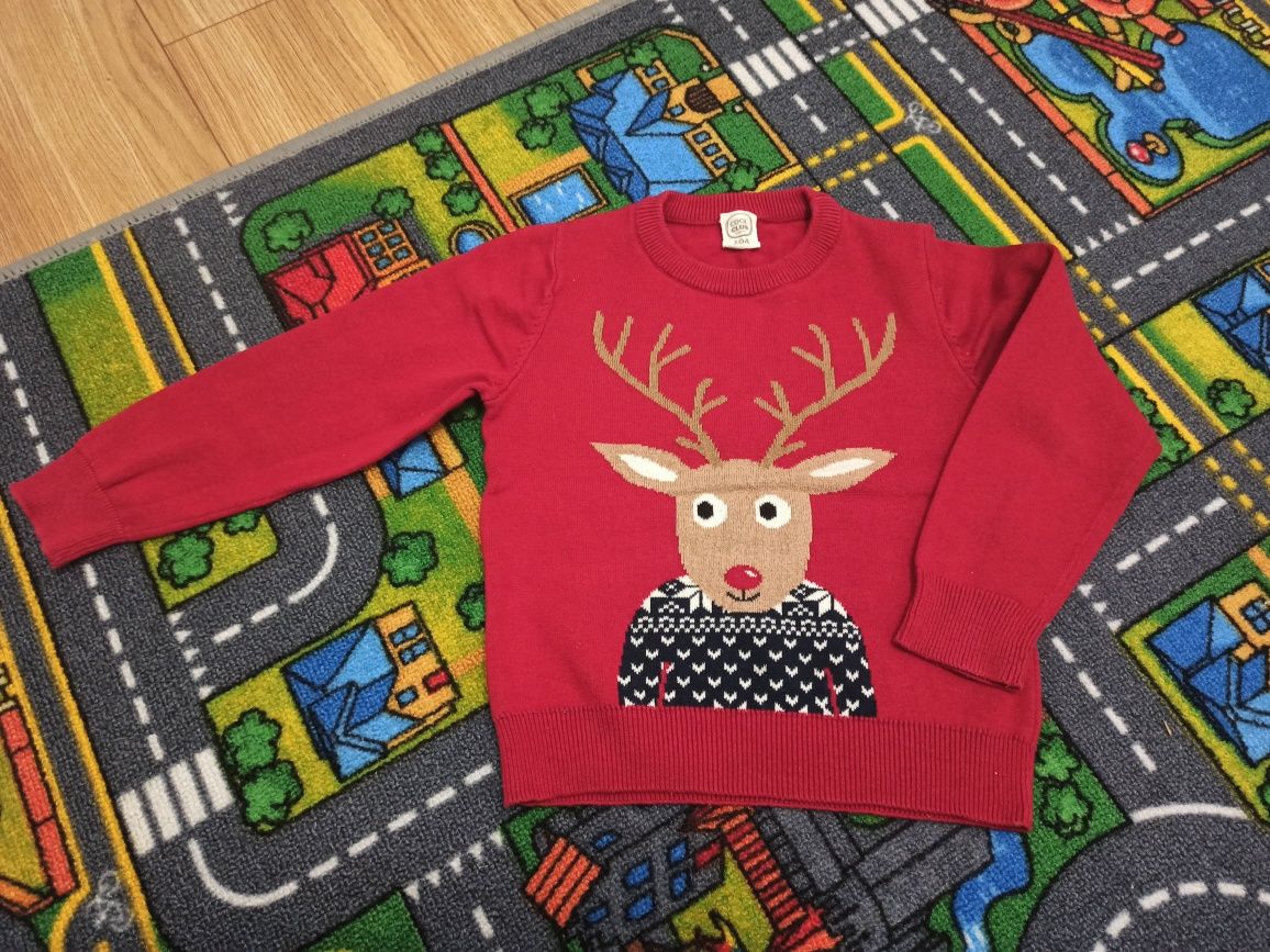 Świąteczny sweterek z reniferkiem rozm. 104