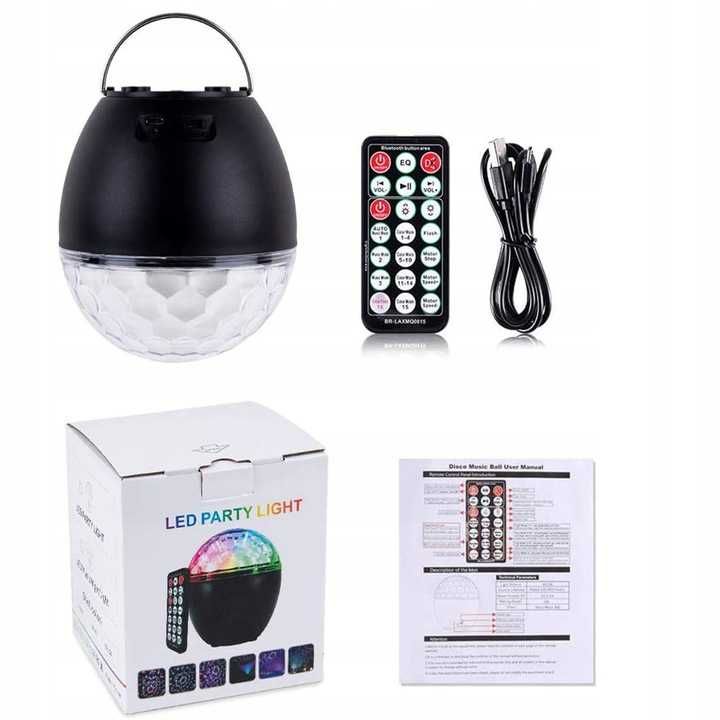 Lampka led party imprezowa projektor DISCO głośnik bluetooth