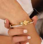 Pulseira Aço Inoxidável Dourada Trevo da Sorte