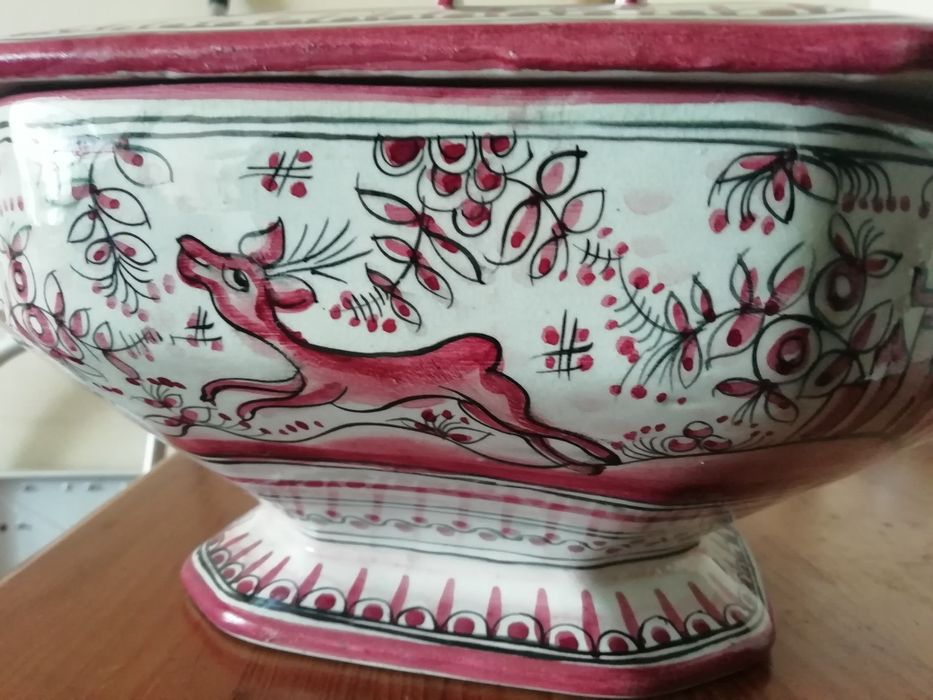 Terrina de louça pintada a mão para soupa ou decorativa