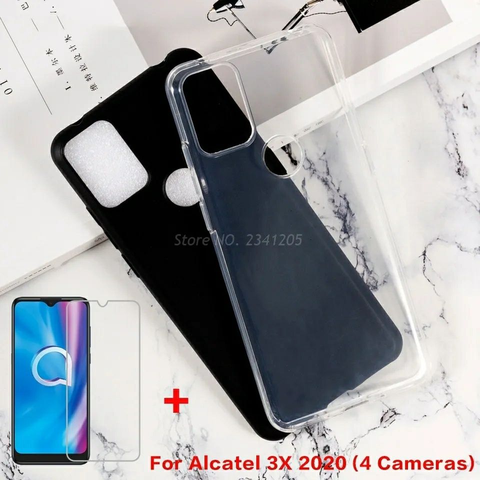 Transparente Phone Case, tampa traseira com protetor de tela (Alcatel)