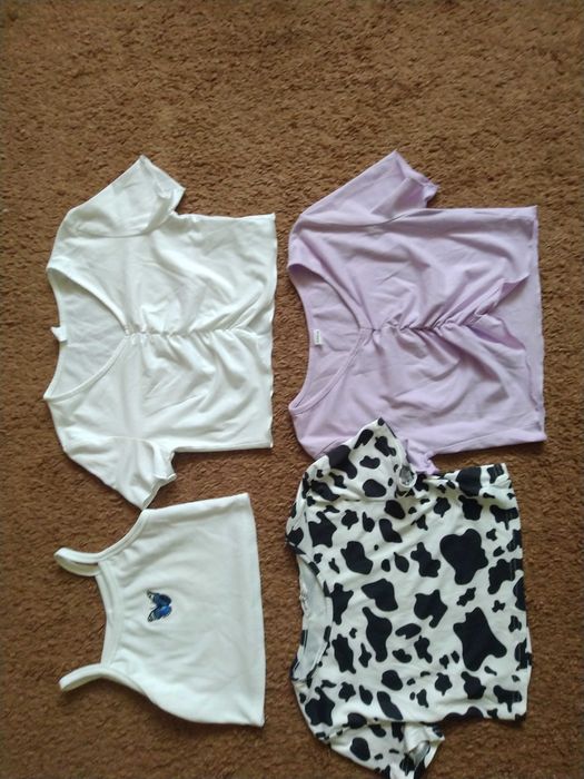 Paka ubrań, bluzeczki topy dziewczęce, kolarki dziewczęce