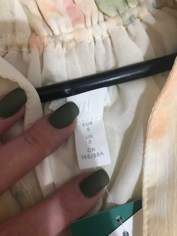 Długa sukienka H&M S M pastelowe kwiaty nowa
