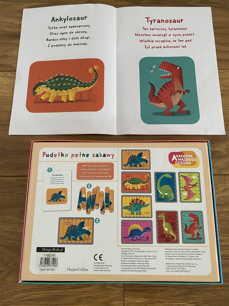 Dynozaury 8 puzzli + ksiazeczka z wierszykami