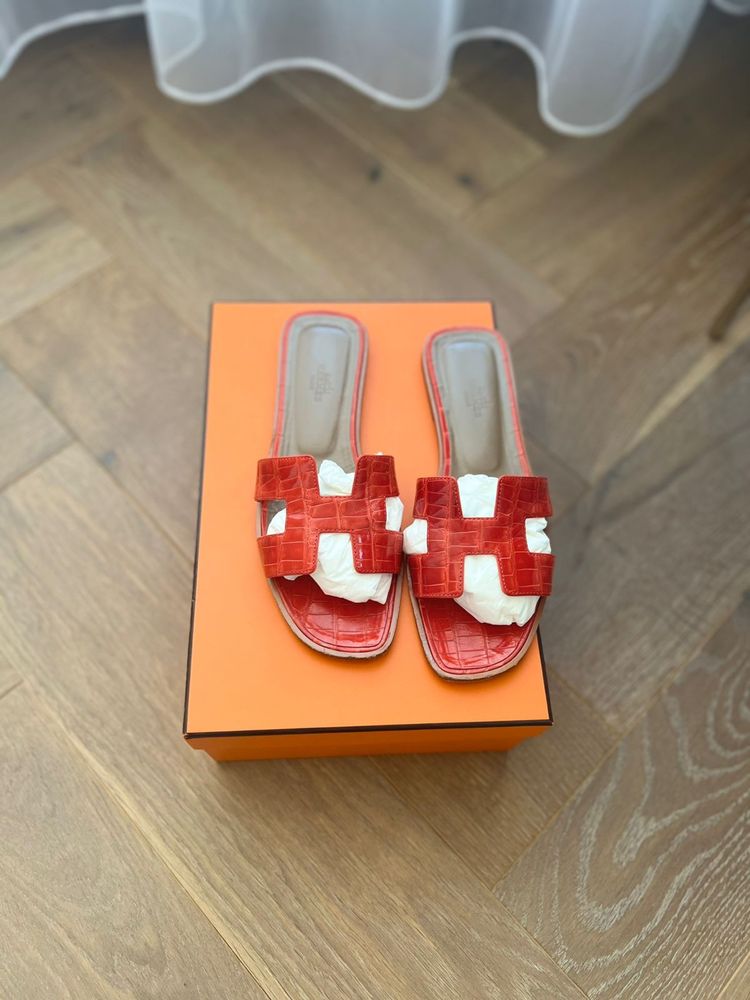 Hermes oran crocodile mules