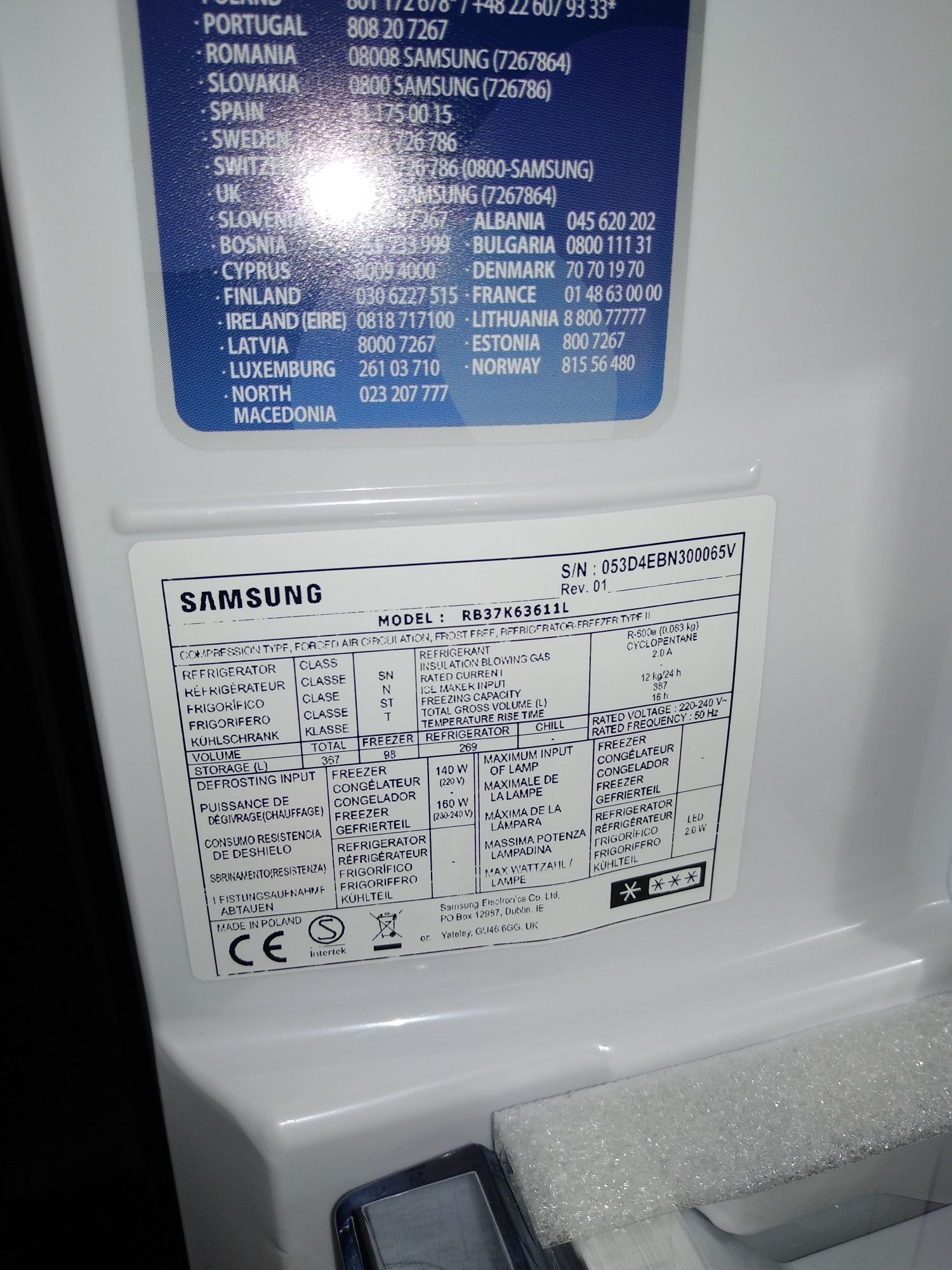 Lodówka Samsung RB37K63611L Nofrost Biała