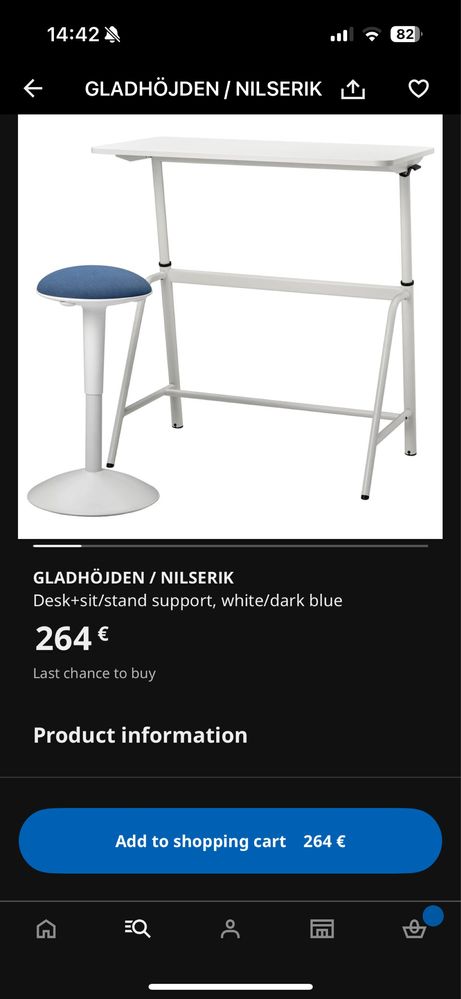 Office table Ikea Gladhojden sit and stand
