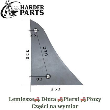 Pierś odkładnicy Unia Grudziądz Oskar 250HB 1023/02003 części do pługa