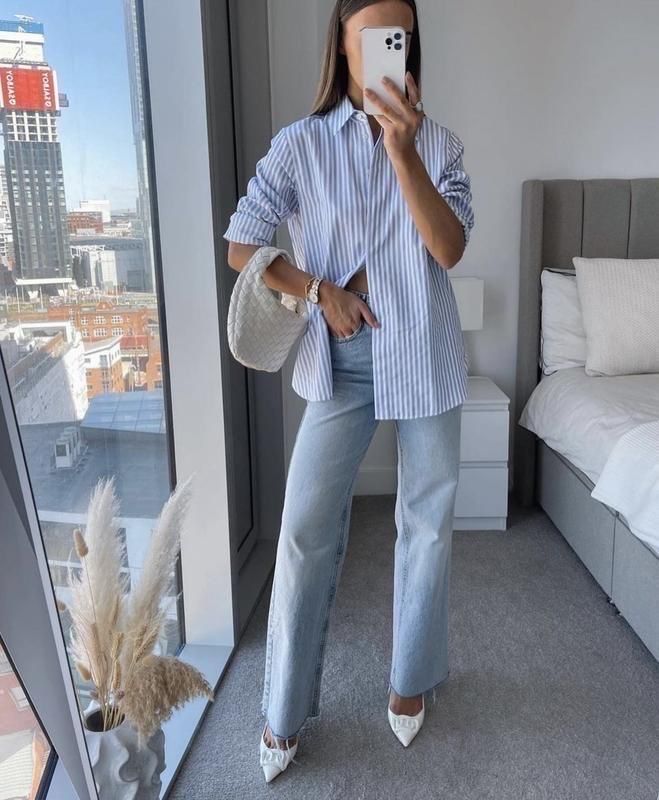 Джинси straight Zara прямі з необробленим краєм