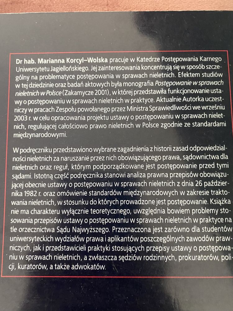 Stando Kawecka prawo karne nieletnich i Marinna Korcyl Wolaka