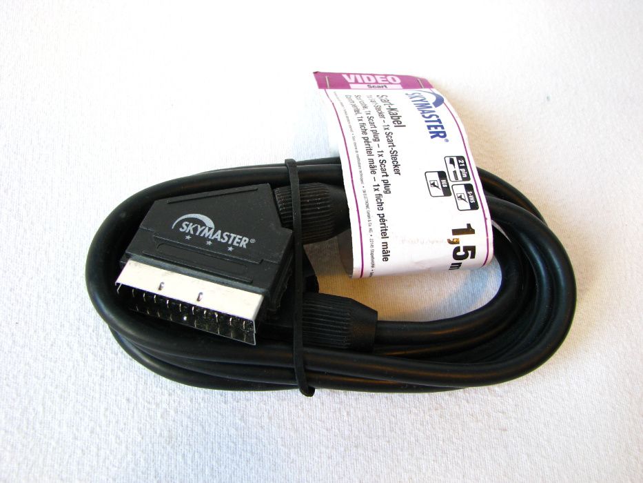 Kabel EURO Scart-Scart 1,5 metra Skymaster NOWY Dekoder Video DVD itp.