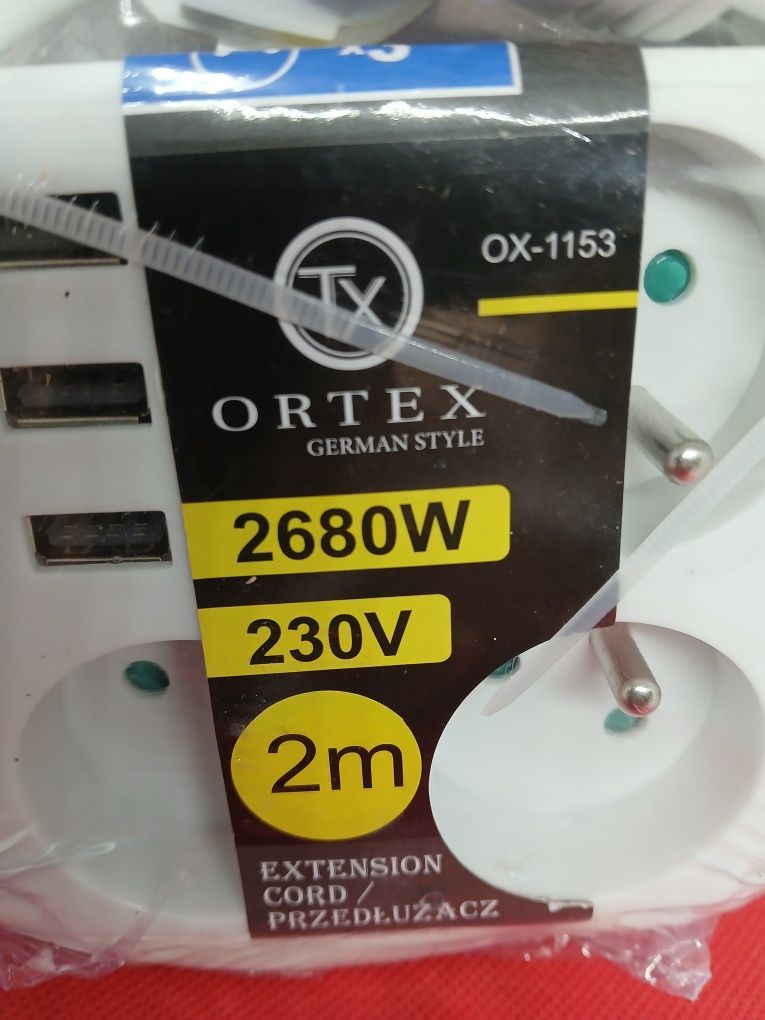 Listwa zasilająca przedłużacz 3 gniazda + 3 USB