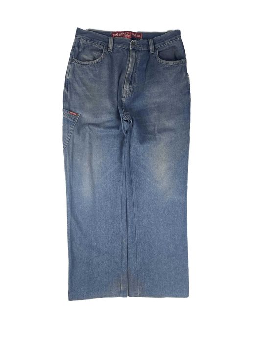 Ecko niebieskie spodnie dżinsowe szerokie baggy szerokie nogawki