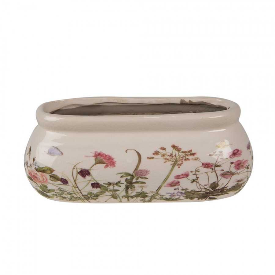 Donica osłonka ceramiczna podłużna w kwiaty  6CE1602S