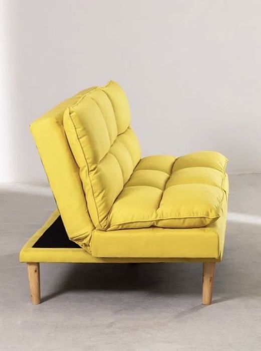 Kanapa sofa rozkładana Birdy żółta z tkaniny Veka DOSTAWA OKAZJA !!!