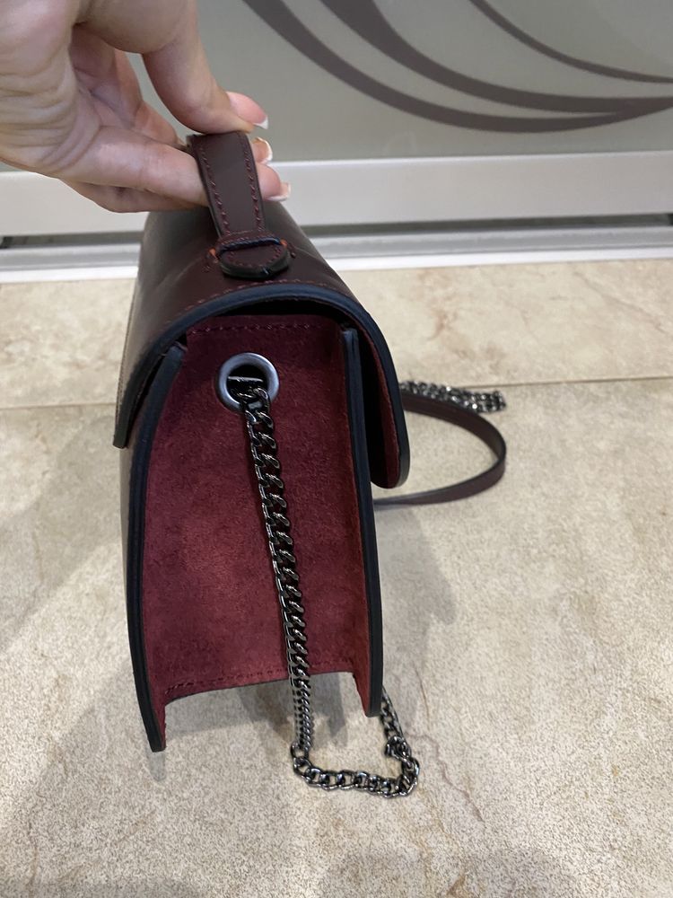 Сумка бордовая Кожаная сумка Кроссбоди с ручкой Шкіряна сумка Італія