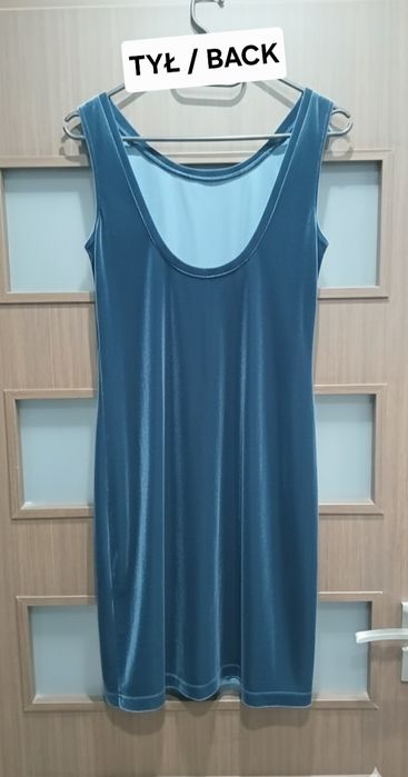 Dorothy Perkins welurowa sukienka turkus 38 M