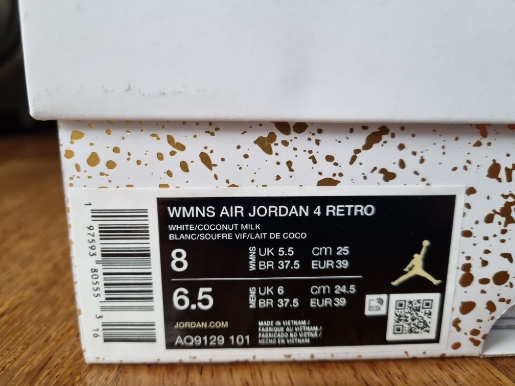 Air Jordan 4 Retro Coconut Milk roz 39