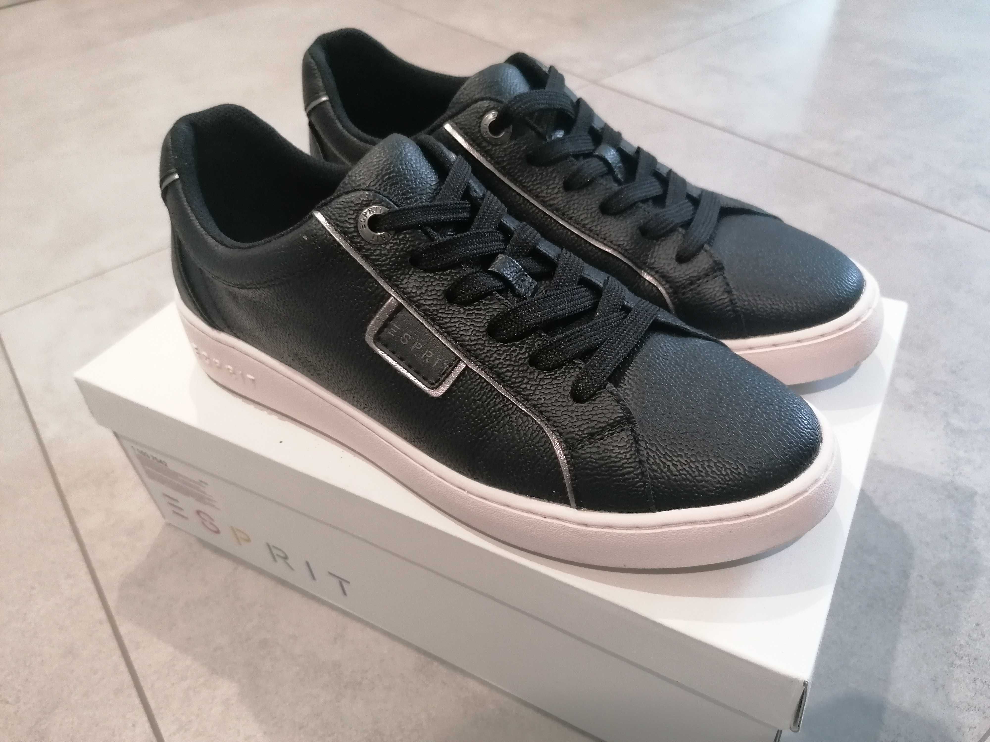 Esprit buty sneakersy czarne r. 39 38 jak nowe.